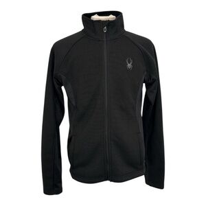Spyder Full Zip Athletic Jacket Men's Size Medium Black Pockets Fleece Lined